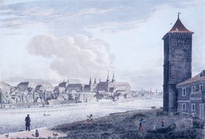 1830年のニュータウンの景色（カラーエッチング） 作： Vincenc Morstadt